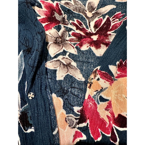 Lulus Teal Green Floral V Neck Faux Wrap Long Sleeve Romper Medium - Picture 8 of 10